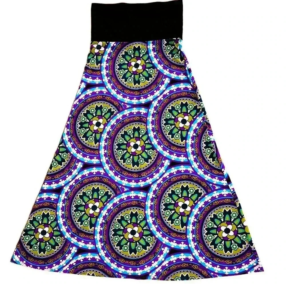 MSK Maxi Skirt Stretch Pull On Boho Artsy sz S